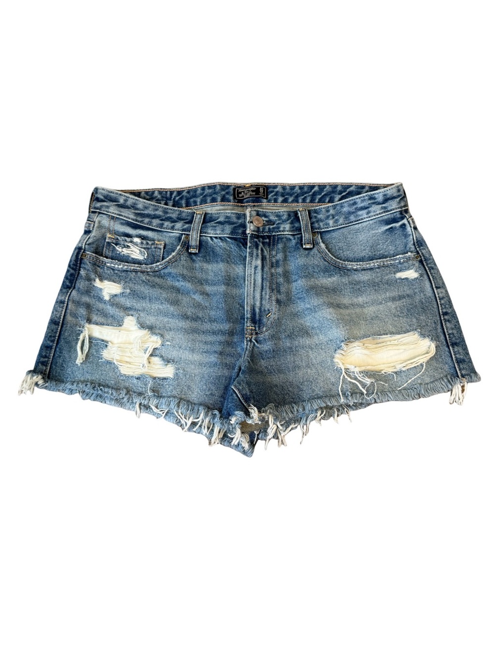 Abercrombie & Fitch Light Blue Distressed Denim Shorts